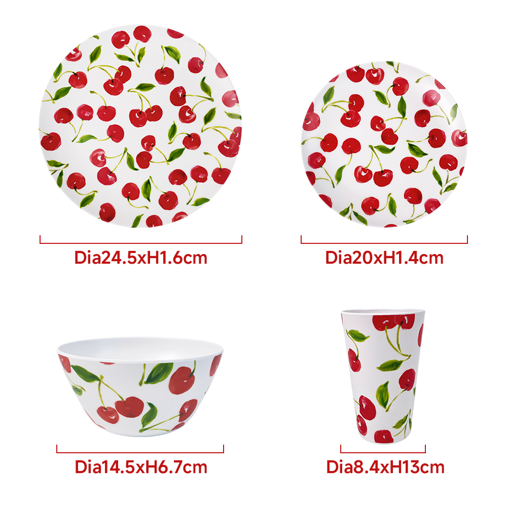 Hand Painted Cherry Melamine Tumblers