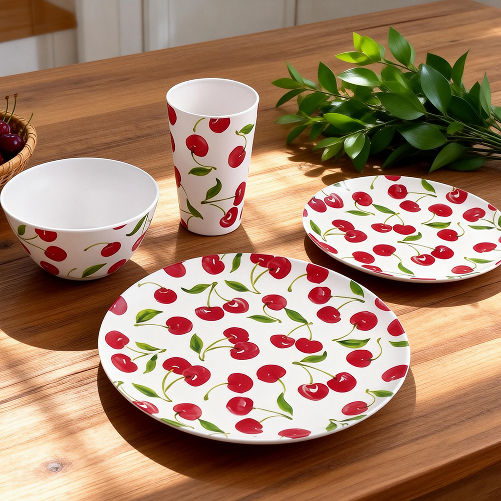 Cherry Pattern Melamine Cups