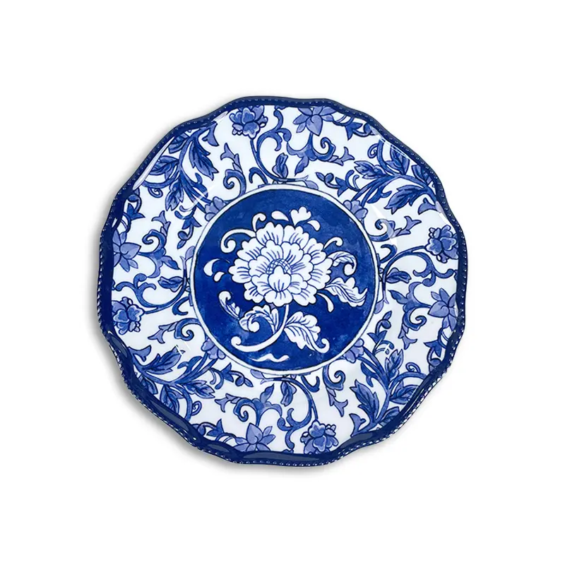 vintage-white-on-blue-flower-melamine-appetizer-plate
