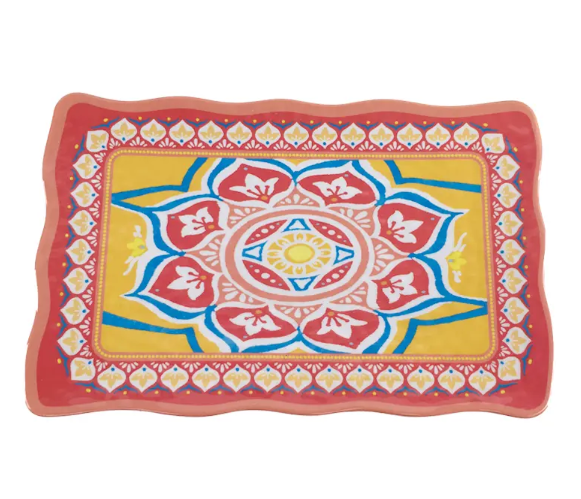 red melamine tray