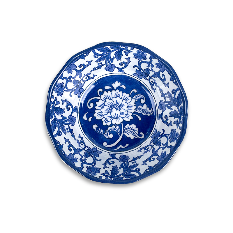 blue melamine bowl
