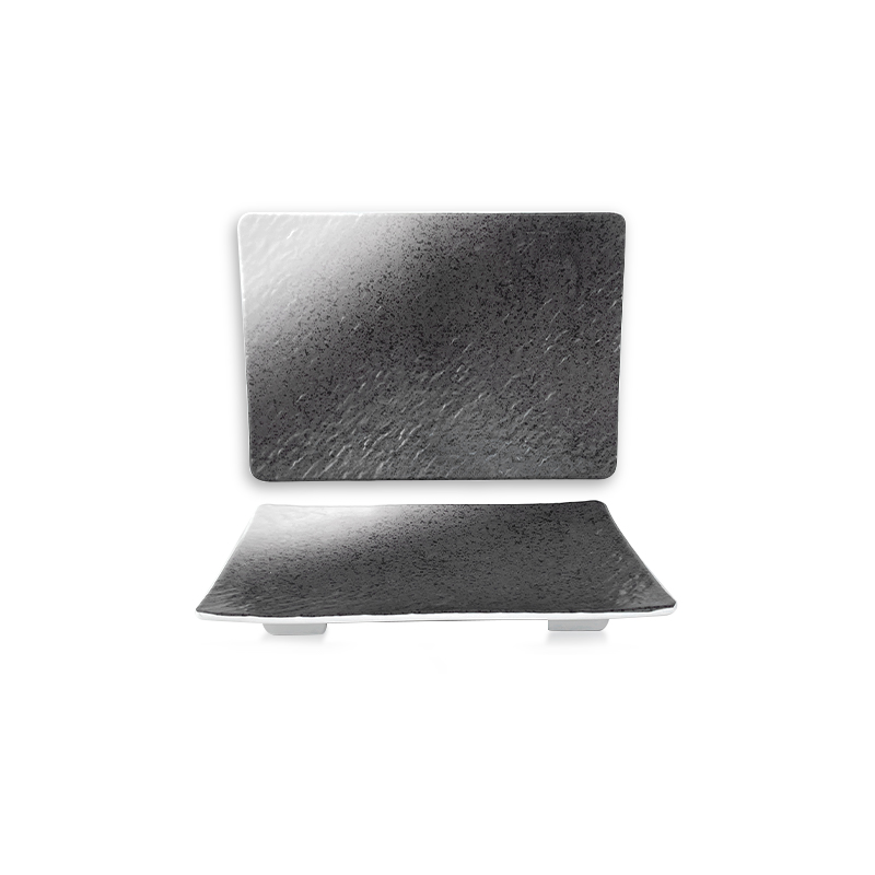Expositor de plats rectangulars de melamina amb textura martellejada Bestwares