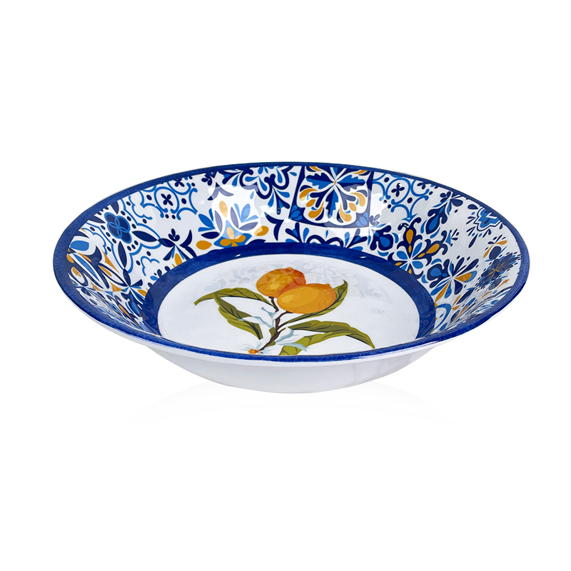 వింటేజ్ బ్లూ వైట్ ఫ్లోరల్ మెలమైన్ బౌల్