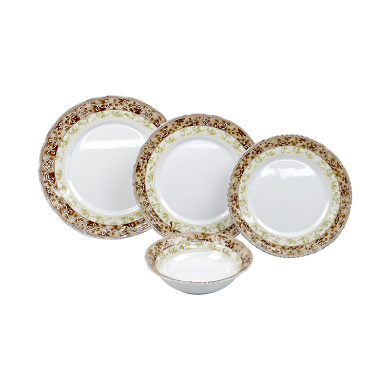 White Dinner Plate With Gold Rim
