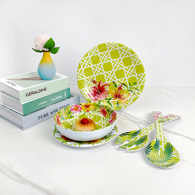 గ్రీన్ మెలమైన్ డిన్నర్వేర్ సెట్