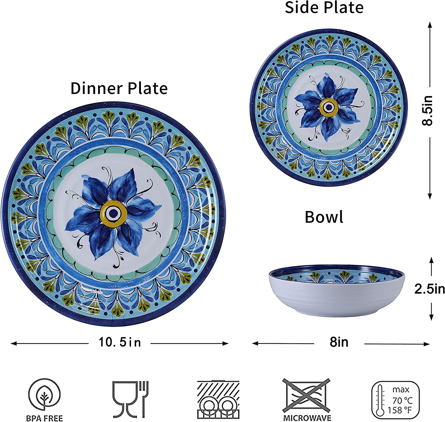 12pcs melamine dinnerware set
