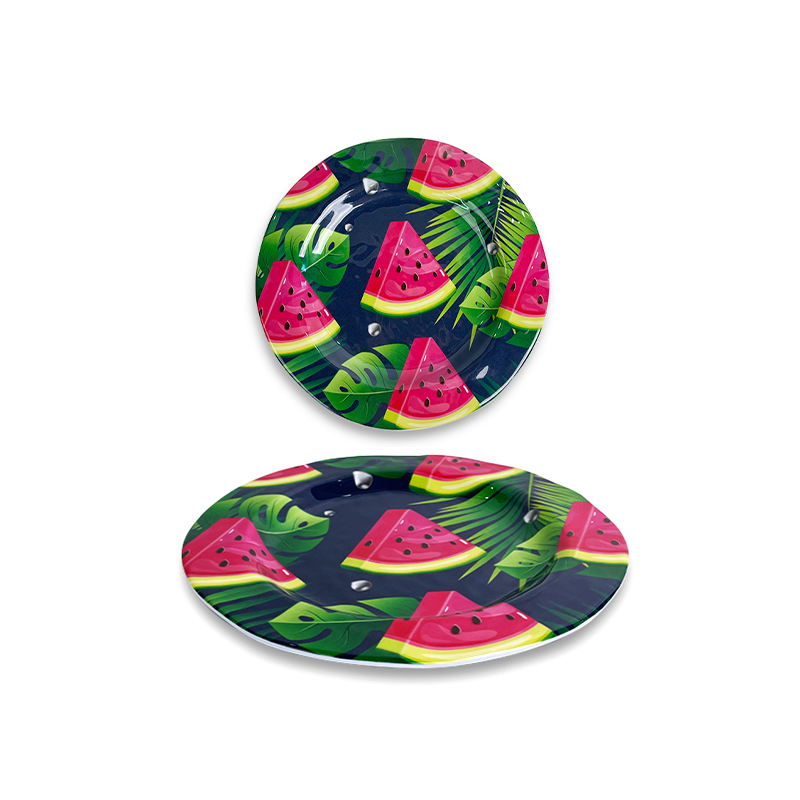 Assiette ronde en mélamine en forme de pastèque