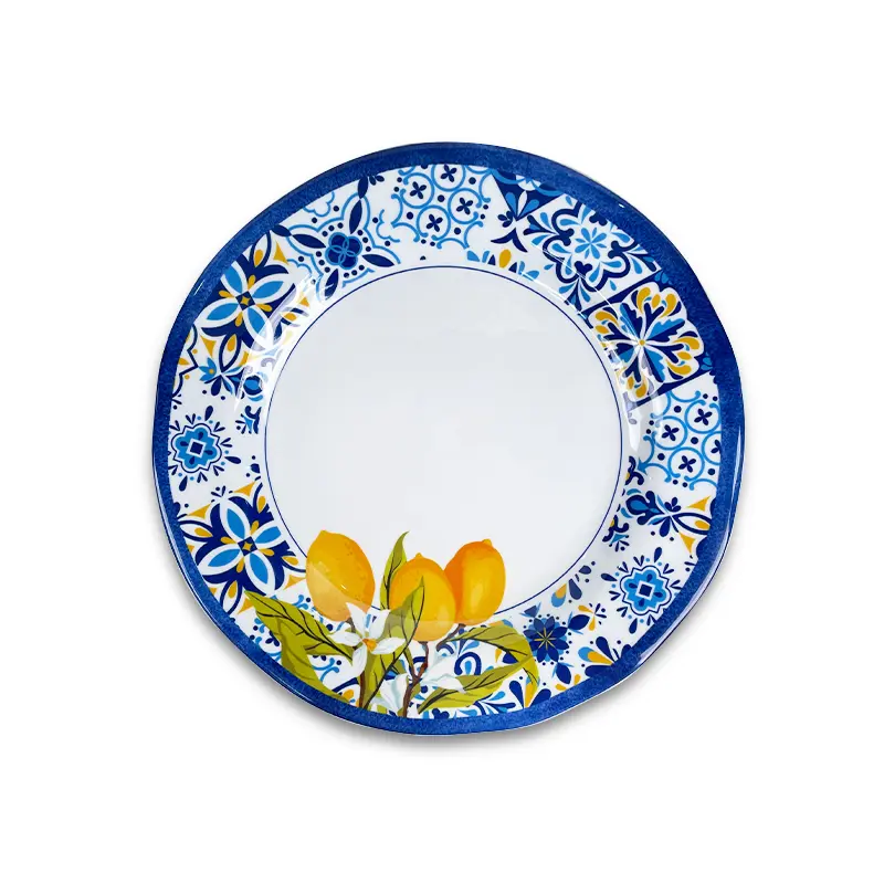 blue melamine plate