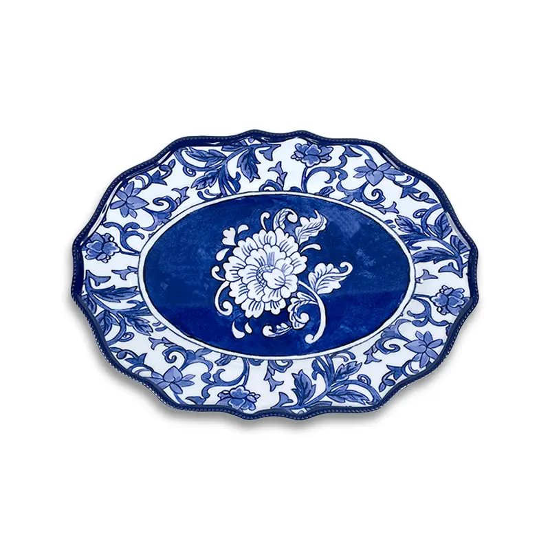 blue oval plate